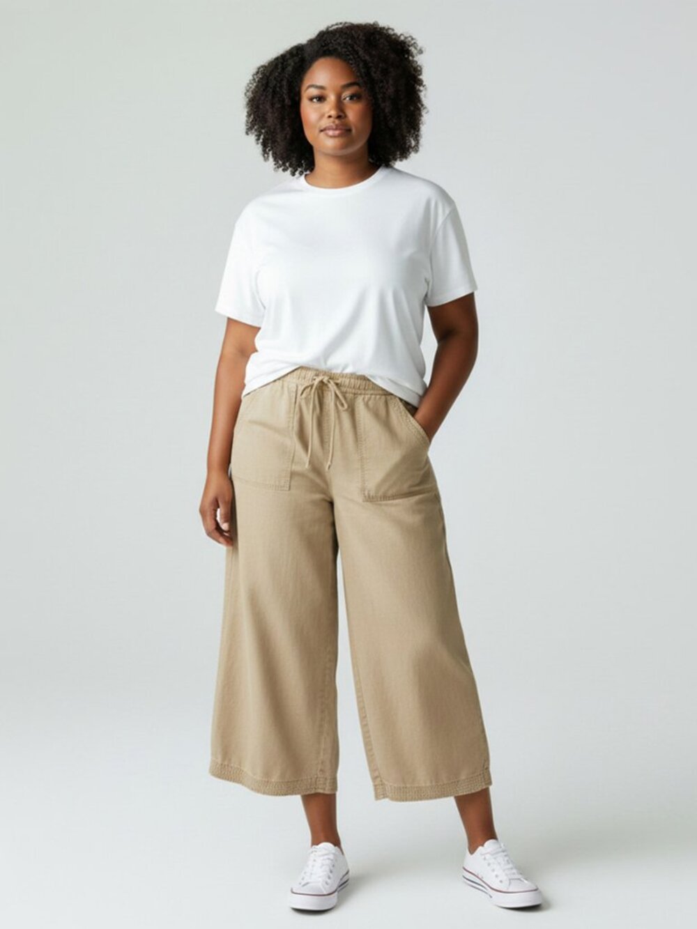Joie Linen Natural Linen Lyocell Wide Leg Ankle Drawstring Pants Stretch Waist L